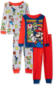 Super Mario Brothers - Juego de 4 Pijama de algodón para niño